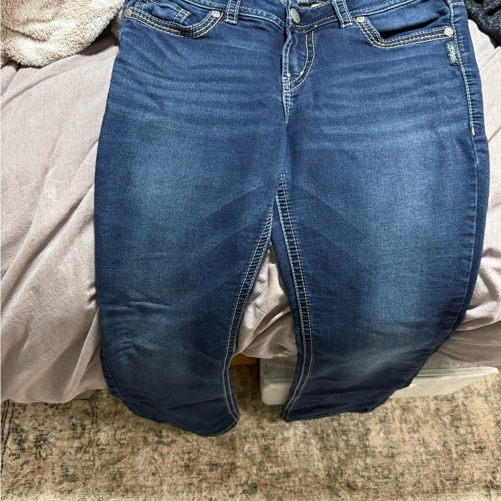 Silver Jeans Blue Skinny Jeans with Stretch and Fading